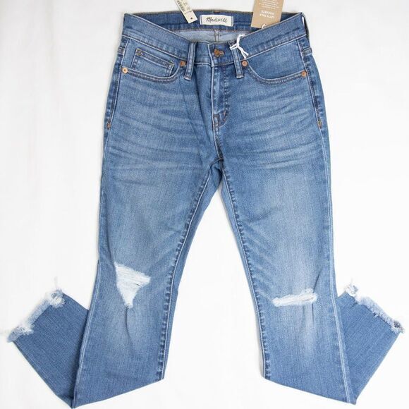 NEW Madewell Mid-rise Skinny‎ ripped Jeans in Frankie Wash, 25P - Picture 8 of 16